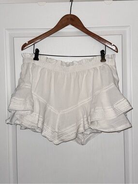 Aerie XL Pool Cover Up Skort Skirt White 100% Cotton